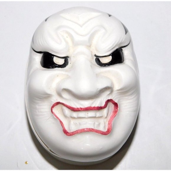 VTG Taste Setter By Sigma Japan Kabuki mask Angry Face White  3" Trinket Box - Picture 1 of 6